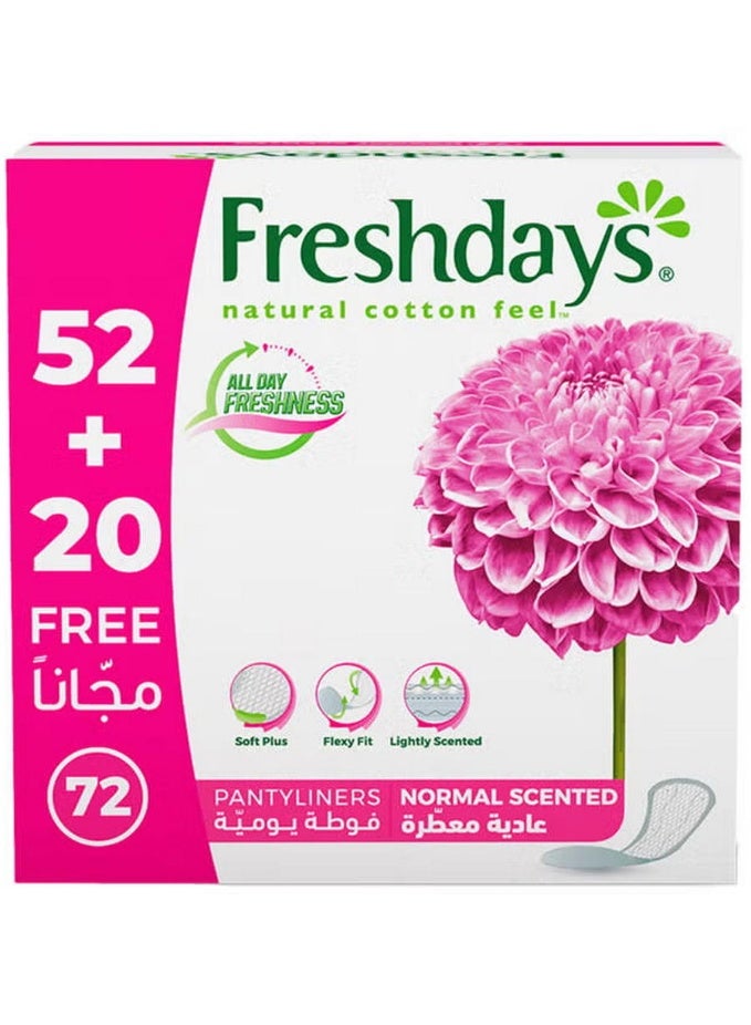 Freshdays Natural Cotton Feel Normal Scented Pantyliners Soft Plus & Flexy Fit Daily Freshness 72 Liners - Image 1